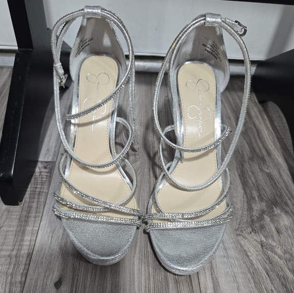Jessica Simpson Jaeya Sandal Women Silver Rhinestones Sz 8 - Picture 14 of 15